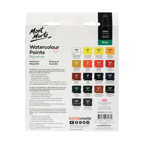 MONT MARTE PAINT SET Watercolours 18x12ml Tubes(1)